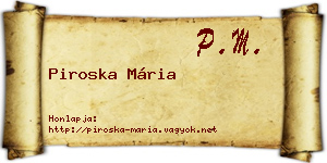 Piroska Mária névjegykártya