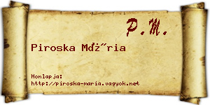 Piroska Mária névjegykártya